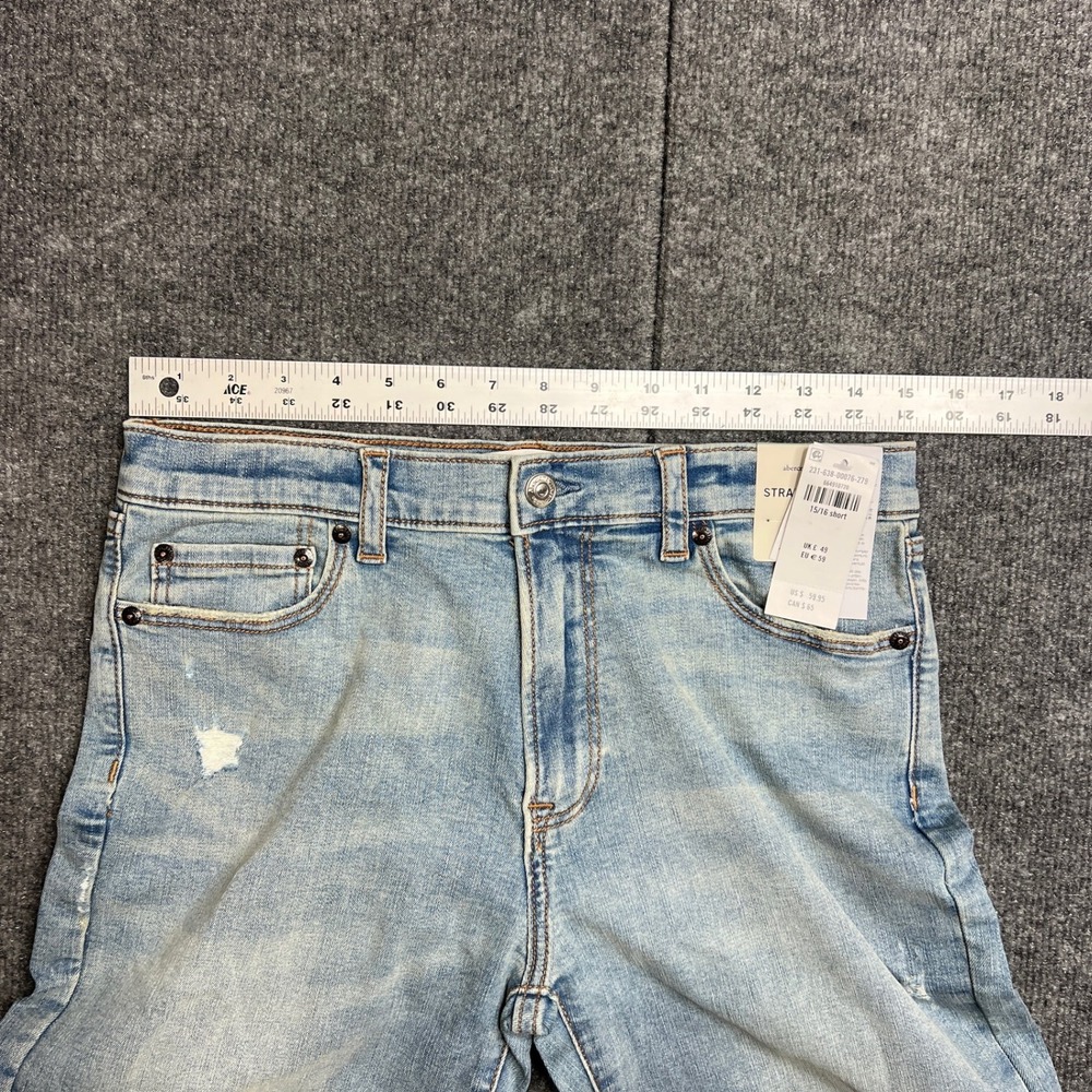 NWT Abercrombie Kids Straight Jeans Size 15/16 Short Light Wash Distressed‎ Blue - Picture 7 of 15